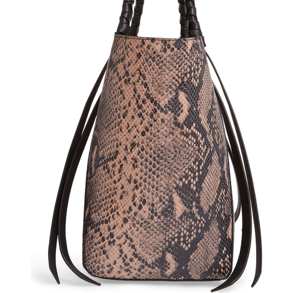 NEW ALLSAINTS Keli Snake Embossed Leather Tote - Picture 4 of 8